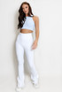 High Waisted Ribbed Flared Trouser