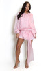 Organza Long Sleeve Side Sash Dress And Shorts Set