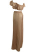 Satin Pleated Palazzo Trouser And Bardot Top Set