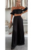 Satin Pleated Palazzo Trouser And Bardot Top Set