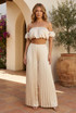 Satin Pleated Palazzo Trouser And Bardot Top Set