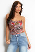 Floral Print Mesh Drape Neck Bodysuit