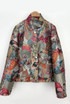 Jacquard Bird Print Bomber Jacket