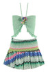 Shirred Halter Bralet And Zig Zag Skirt Set