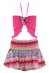 Shirred Halter Bralet And Zig Zag Skirt Set