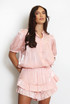 High Shine Gathered Puff Blouse & Frill Shorts Set