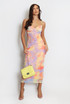 Multicolour Marble Mesh Midi Dress
