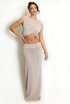 Fine Knit Wrap Crop Top And Maxi Skirt Set