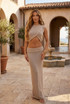 Fine Knit Wrap Crop Top And Maxi Skirt Set