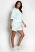 Leopard Print Sports Stripe Top and Shorts Set 