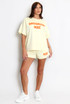Embossed Slogan T-Shirt And Shorts Set
