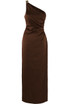 One Shoulder Satin Midi Dress