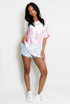 27 Slogan V Neck Sheer Lace Varsity Top