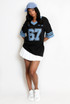 67 Slogan Contrast Trim Baseball Top