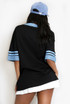 67 Slogan Contrast Trim Baseball Top