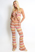Ruffle Zig Zag Tie Front Top And Trouser Set