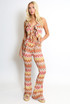 Ruffle Zig Zag Tie Front Top And Trouser Set