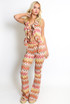 Ruffle Zig Zag Tie Front Top And Trouser Set