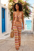 Ruffle Zig Zag Tie Front Top And Trouser Set