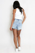 Faded Distressed Raw Hem Denim Shorts