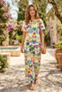 Floral Fiesta Crew Neck Top & Trouser Set