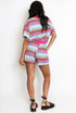 Wavy Striped Short Sleeve Top And Shorts Set