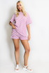Striped Woven Short Sleeve Top And Trouser Set