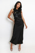 Satin Bias Cut Flowing Maxi Skirt