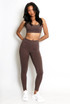Contrast Lining Muscle Back Gym Set