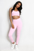 Contrast Lining Muscle Back Gym Set