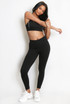 Contrast Lining Muscle Back Gym Set
