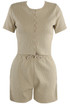Ribbed Button Front Top And Shorts Set