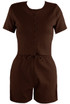 Ribbed Button Front Top And Shorts Set