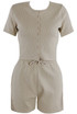 Ribbed Button Front Top And Shorts Set