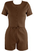 Ribbed Button Front Top And Shorts Set