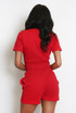 Ribbed Button Front Top And Shorts Set