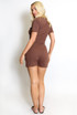 Ribbed Button Front Top And Shorts Set