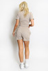 Ribbed Button Front Top And Shorts Set