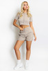 Ribbed Button Front Top And Shorts Set