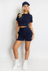 Ribbed Button Front Top And Shorts Set