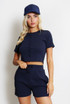 Ribbed Button Front Top And Shorts Set