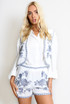 Floral Embroidered Waist Coat & Shorts Co-Ord