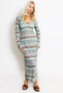 Wavy Layers Ring Neck Maxi Dress