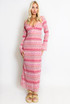 Wavy Layers Ring Neck Maxi Dress