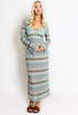 Wavy Layers Ring Neck Maxi Dress