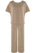Stripe Woven Short Sleeve Top And Trouser Set