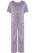 Stripe Woven Short Sleeve Top And Trouser Set