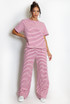 Stripe Woven Short Sleeve Top And Trouser Set