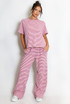 Stripe Woven Short Sleeve Top And Trouser Set