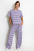 Stripe Woven Short Sleeve Top And Trouser Set